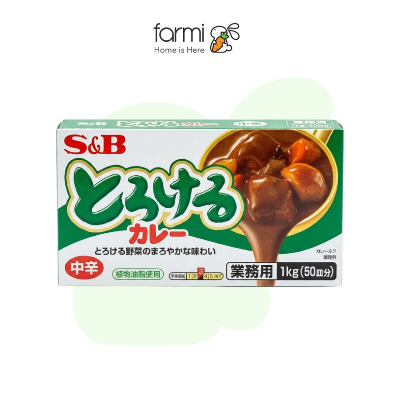 S&B カレールウ 中辛 (業務用) 1kg