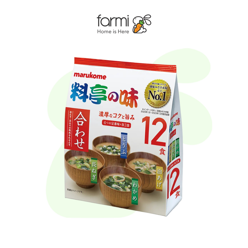 Súp Miso Ăn Liền 4 Vị Marukome 12 gói