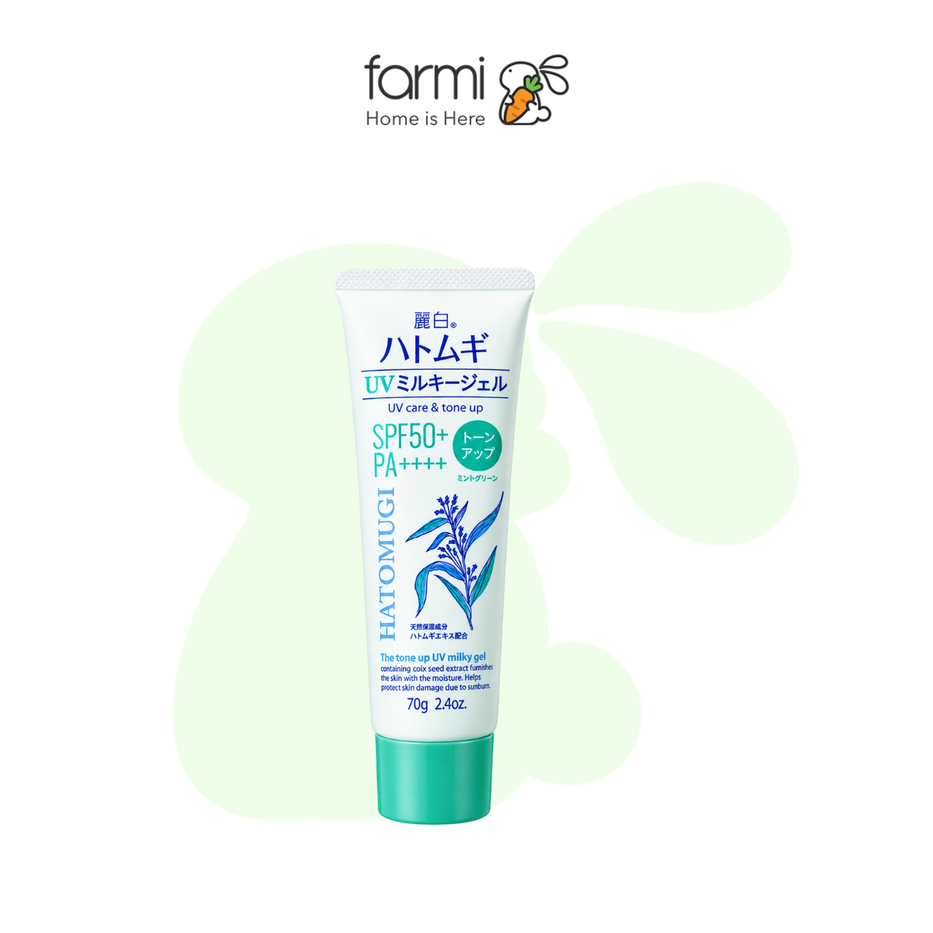 Reihaku Hatomugi Tone Up UV Milky Gel Mint Green SPF50+ PA++++ 70g 2