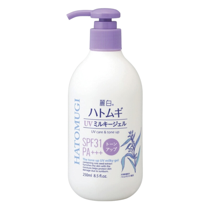 Sữa dưỡng thể nâng tone và dưỡng ẩm da Reihaku Hatomugi Tone Up UV Milky Gel SPF31 PA+++