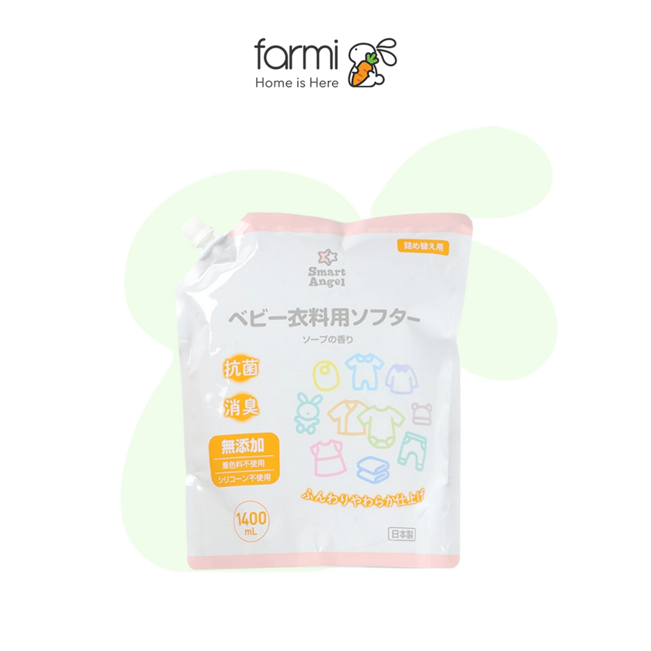 Nước Xả Làm Mềm Vải Quần Áo An Toàn Lành Tính Cho Bé Túi Refill Smartangel 1.4L