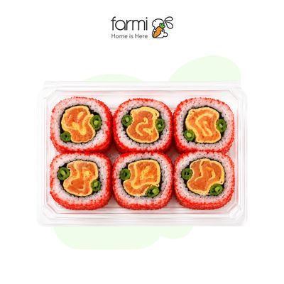 Mai Tin Frozen Salmon Rose Sushi Roll with Masago 6 Pcs