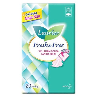 Băng Vệ Sinh Laurier Fresh&Free Siêu Mỏng Cánh 22cm x 20 miếng