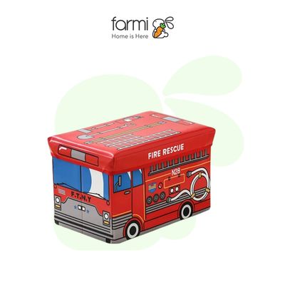 Thùng Đựng Đồ Chơi Kiêm Ghế Ngồi Gấp Gọn Đa Năng Hình Xe Cứu Hỏa Smartangel 48cm x 31c, x31cm