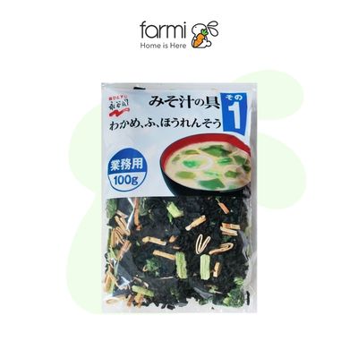 Súp Rong Biển Nagatanien Misoshirunogu Wakame Fu Horenso 100g