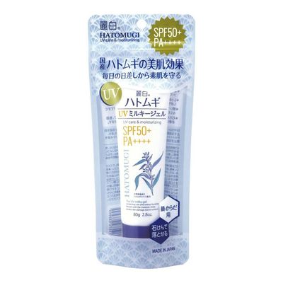 麗白 ハトムギ UVミルキージェル SPF50+ PA++++ 保湿・ブライトニング 日焼け止め 80g（正規品）